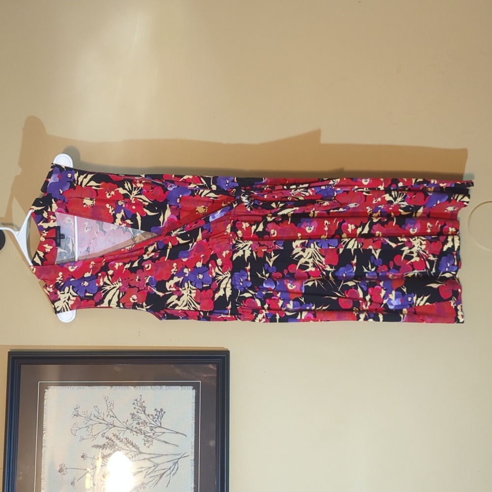 Anne Klein Red and Purple Floral Dress